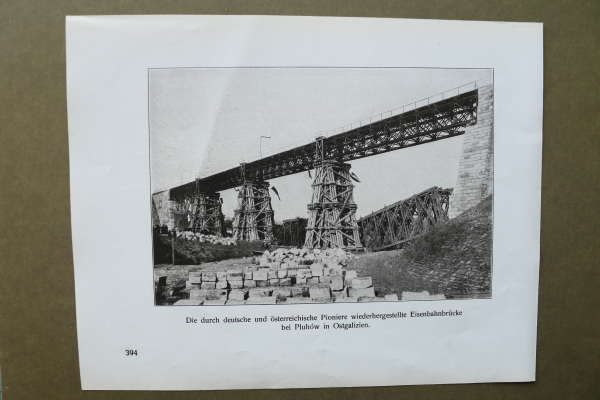 Blatt Ansicht Pluhow Pluhiv Ukranine 1914-1918 Deutsche Österreicher Pioniere Eisenbahnbrücke repariert WK 1 Weltkrieg